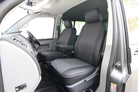 Picture of Town and Country Luxury Single Driver and Single Passenger Seat Cover Set | Volkswagen Transporter T5 and T6 | LU4560