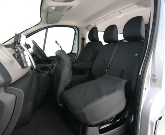Picture of Town and Country Double Passenger Seat Covers for Non-Folding seats | Nissan NV300 2016-Onwards | TV03BLK