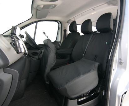 Picture of Town and Country Double Passenger Seat Covers for Non-Folding seats | Renault Trafic 2014-Onwards | TV03BLK