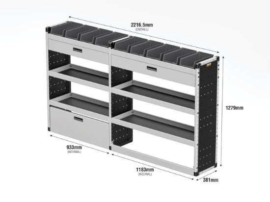 Picture of Van Guard Gold Trade Van Racking Package - Offside for Ford Transit Custom 2013-2023 | L2 | H2 | TVR-G-004-OS