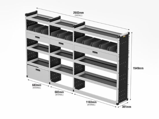 Picture of Van Guard Gold Trade Van Racking Package - Offside for Mercedes Sprinter 2018-Onwards | L2 | H2 | TVR-G-014-OS