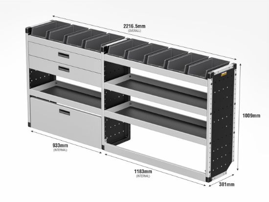 Picture of Van Guard Gold Trade Van Racking Package - Offside for Citroen Dispatch 2016-Onwards | L3 | H1 | TVR-G-019-OS