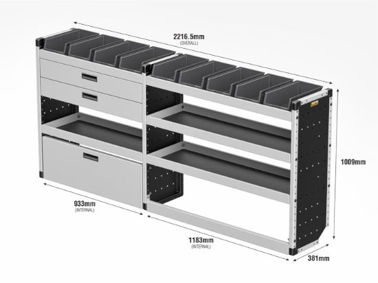 Picture of Van Guard Gold Trade Van Racking Package - Offside for Vauxhall Vivaro 2019-Onwards | L2 | H1 | TVR-G-019-OS