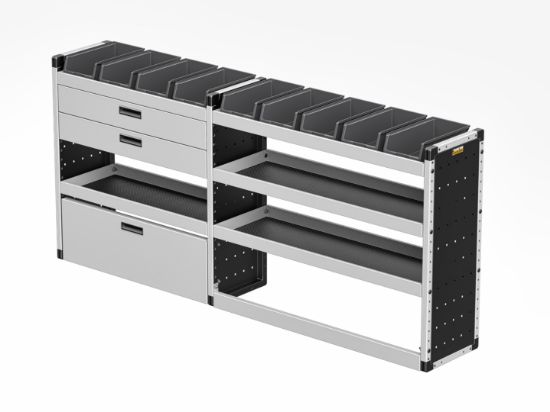 Picture of Van Guard Gold Trade Van Racking Package - Offside for Ford Transit Custom 2013-2023 | L2 | H1 | TVR-G-009-OS