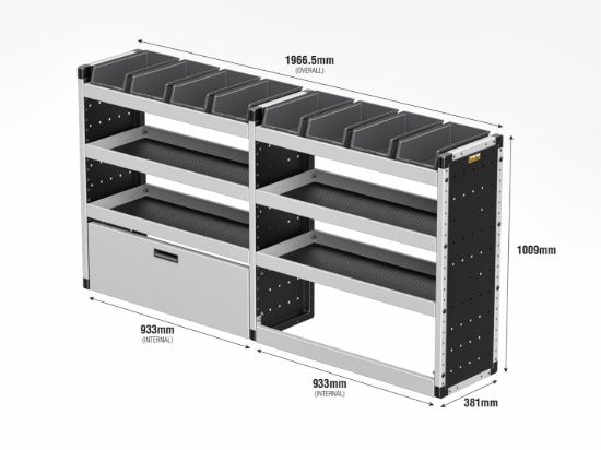 Picture of Van Guard Silver Trade Van Racking Package - Offside for Ford Transit Custom 2013-2023 | L1 | H1 | TVR-S-008-OS