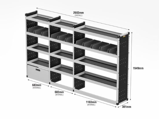 Picture of Van Guard Silver Trade Van Racking Package - Complete Kit for Mercedes Sprinter 2018-Onwards | L2 | H2 | TVR-S-014