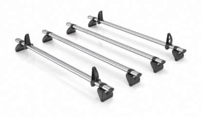 Picture of Rhino 4 KammBar Fleet Steel Roof Bars and 4 free load stops for Nissan Primastar 2002-2014 | L2 | H1 | Twin Rear Doors | MB4FL