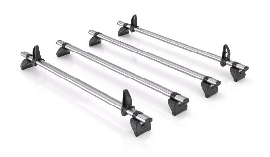 Picture of Rhino 4 KammBar Fleet Steel Roof Bars and 4 free load stops for Renault Trafic 2001-2014 | L2 | H1 | Twin Rear Doors | MB4FL