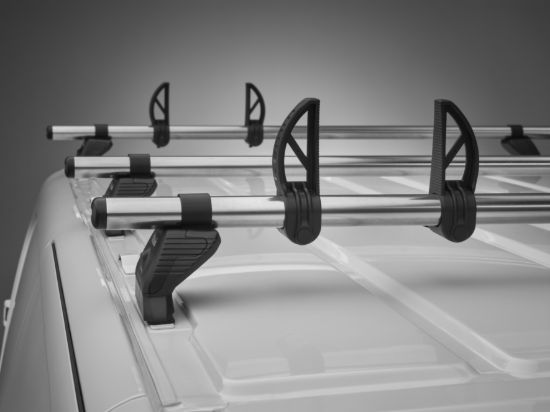 Picture of Rhino 3 KammBar Fleet Steel Roof Bars and 4 free load stops for Nissan NV400 2010-2024 | L2 | H2 | Twin Rear Doors | QA3FL