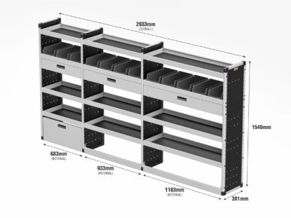 Picture of Van Guard Gold Trade Van Racking Package - Offside for Ford Transit 2014-Onwards | L3 | H2, H3 | TVR-G-013-OS