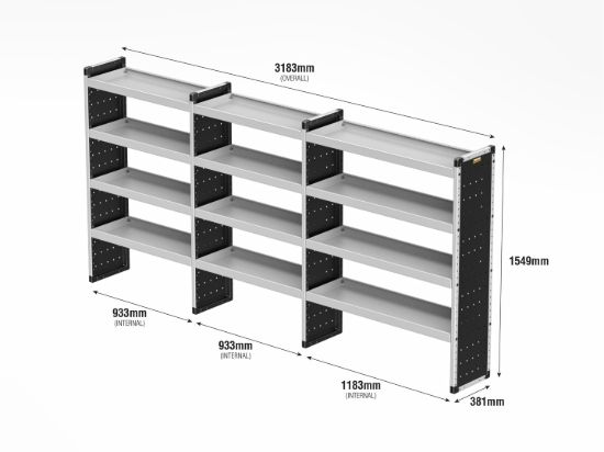 Picture of Van Guard Bronze Trade Van Racking Package - Offside for Peugeot Boxer 2006-Onwards | L3 | H2, H3 | TVR-B-007-OS