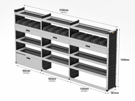 Picture of Van Guard Gold Trade Van Racking Package - Offside for MAN TGE 2017-Onwards | L4 | H3, H4 | TVR-G-012-OS