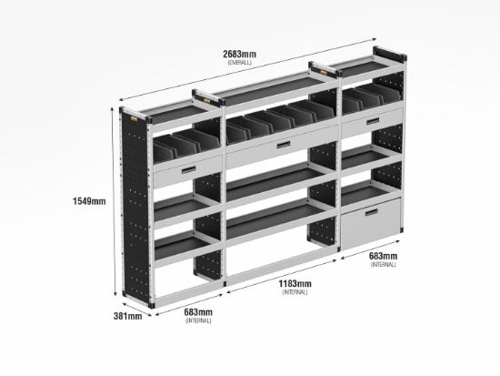 Picture of Van Guard Gold Trade Van Racking Package - Nearside for Mercedes Sprinter 2018-Onwards | L3 | H2, H3 | TVR-G-015-NS