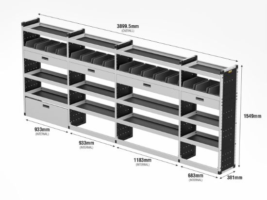 Picture of Van Guard Gold Trade Van Racking Package - Complete Kit for Mercedes Sprinter 2018-Onwards | L3 | H2, H3 | TVR-G-015