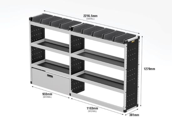 Picture of Van Guard Silver Trade Van Racking Package - Offside for Renault Trafic 2014-Onwards | L2 | H2 | TVR-S-004-OS