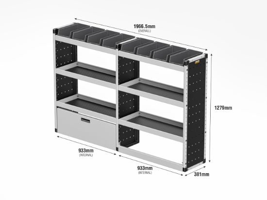Picture of Van Guard Silver Trade Van Racking Package - Offside for Fiat Talento 2016-2021 | L1 | H2 | TVR-S-010-OS