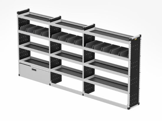 Picture of Van Guard Silver Trade Van Racking Package - Offside for Volkswagen Crafter 2017-Onwards | L4 | H3, H4 | TVR-S-012-OS