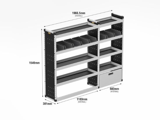 Picture of Van Guard Silver Trade Van Racking Package - Complete Kit for Volkswagen Crafter 2017-Onwards | L4 | H3, H4 | TVR-S-012