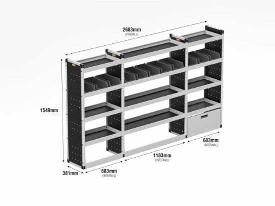 Picture of Van Guard Silver Trade Van Racking Package - Complete Kit for Mercedes Sprinter 2018-Onwards | L3 | H2, H3 | TVR-S-015