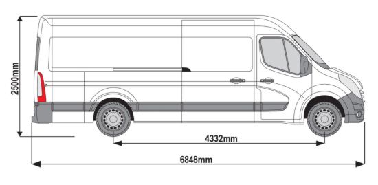 Picture of Rhino 3 KammBar Fleet Steel Roof Bars and 4 free load stops for Vauxhall Movano 2010-2021 | L4 | H2 | Twin Rear Doors | QA3FL