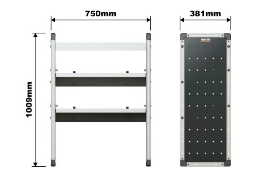 Picture of Van Guard Trade Van Racking Single Unit - 1 Straight Shelf, 2 Angled Shelves - H1009mm x W750mm | TVR-104