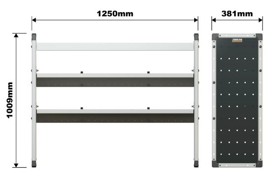 Picture of Van Guard Trade Van Racking Single Unit - 1 Straight Shelf, 2 Angled Shelves - H1009mm x W1250mm | TVR-304