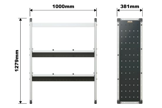 Picture of Van Guard Trade Van Racking Single Unit - 1 Straight Shelf, 2 Angled Shelves - H1279mm x W1000mm | TVR-504