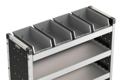 Van Guard Set of 4 Racking Bins with Rubber Matting for Trade Van Racking - Suits 1000mm Shelf (933mm Internal Size)