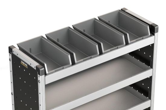 Van Guard Set of 4 Racking Bins with Rubber Matting for Trade Van Racking - Suits 1000mm Shelf (933mm Internal Size)