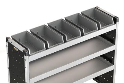 Van Guard Set of 5 Racking Bins with Rubber Matting for Trade Van Racking - Suits 1250mm Shelf (1183mm Internal Size)