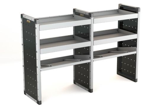 Van Guard Trade Van Racking Double Unit - 2 Straight, 1 Angled Per Bay - H1009mm x W1466.5mm (683mm & 683mm)