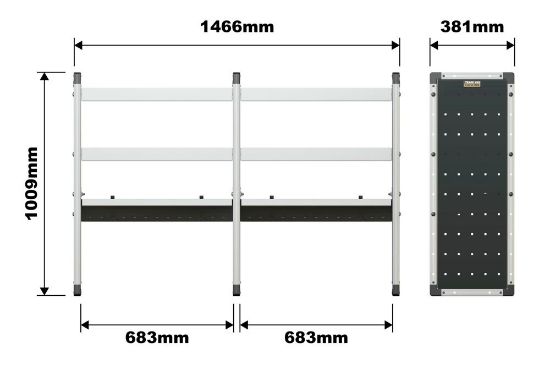 Picture of Van Guard Trade Van Racking Double Unit - 2 Straight, 1 Angled Per Bay - H1009mm x W1466.5mm (683mm & 683mm) | TVR-DBL-001