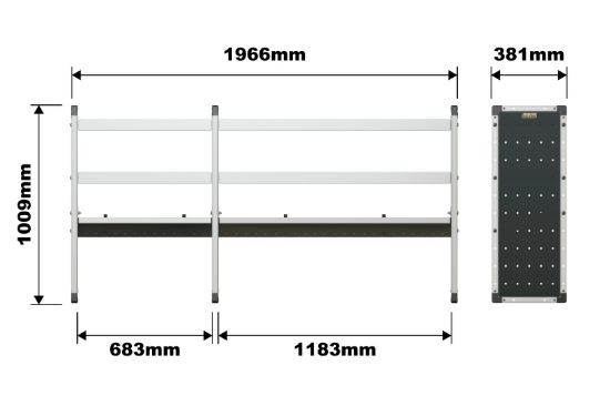 Picture of Van Guard Trade Van Racking Double Unit - 2 Straight, 1 Angled Per Bay - H1009mm x W1966.5mm (683mm & 1183mm) | TVR-DBL-003