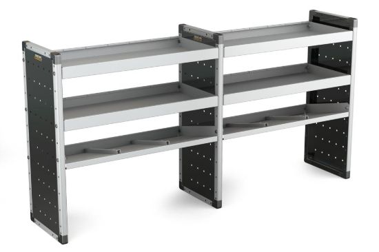 Van Guard Trade Van Racking Double Unit - 2 Straight, 1 Angled Per Bay - H1009mm x W1966.5mm (933mm & 933mm)