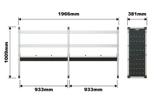 Picture of Van Guard Trade Van Racking Double Unit - 2 Straight, 1 Angled Per Bay - H1009mm x W1966.5mm (933mm & 933mm) | TVR-DBL-004