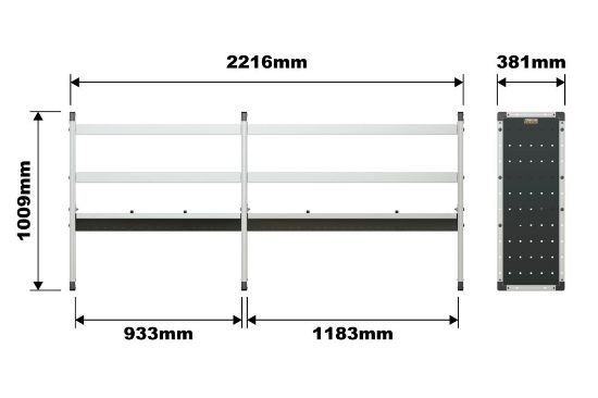 Picture of Van Guard Trade Van Racking Double Unit - 2 Straight, 1 Angled Per Bay - H1009mm x W2216.5mm (933mm & 1183mm) | TVR-DBL-005
