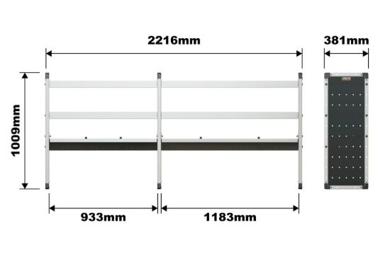 Picture of Van Guard Trade Van Racking Double Unit - 2 Straight, 1 Angled Per Bay - H1009mm x W2216.5mm (933mm & 1183mm) | TVR-DBL-005