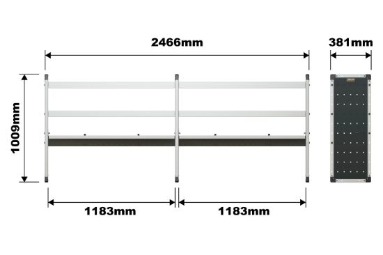 Picture of Van Guard Trade Van Racking Double Unit - 2 Straight, 1 Angled Per Bay - H1009mm x W2466.5mm (1183mm & 1183mm) | TVR-DBL-006
