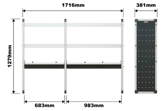 Picture of Van Guard Trade Van Racking Double Unit - 2 Straight, 1 Angled Per Bay - H1279mm x W1716.5mm (683mm & 933mm) | TVR-DBL-008