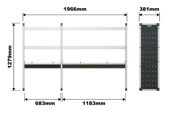 Picture of Van Guard Trade Van Racking Double Unit - 2 Straight, 1 Angled Per Bay - H1279mm x W1966.5mm (683mm & 1183mm) | TVR-DBL-009