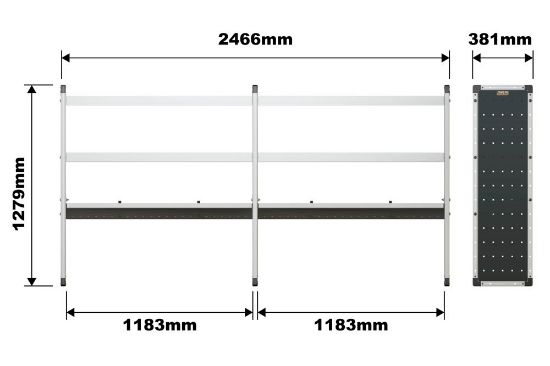 Picture of Van Guard Trade Van Racking Double Unit - 2 Straight, 1 Angled Per Bay - H1279mm x W2466.5mm (1183mm & 1183mm) | TVR-DBL-012