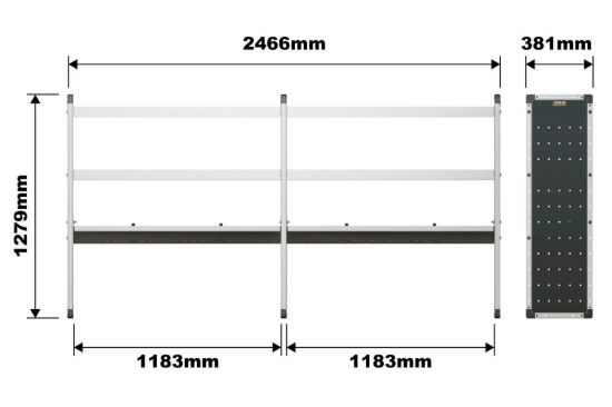 Picture of Van Guard Trade Van Racking Double Unit - 2 Straight, 1 Angled Per Bay - H1279mm x W2466.5mm (1183mm & 1183mm) | TVR-DBL-012