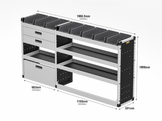 Picture of Van Guard Gold Trade Van Racking Package - Offside for Volkswagen T6 Transporter 2015-2024 | L1 | H1 | TVR-G-017-OS