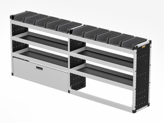 Picture of Van Guard Silver Trade Van Racking Package - Offside for Volkswagen T7 Transporter 2024-Onwards | L2 | H1 | TVR-S-016-OS