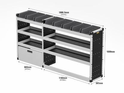 Picture of Van Guard Silver Trade Van Racking Package - Offside for Volkswagen T6 Transporter 2015-2024 | L1 | H1 | TVR-S-017-OS