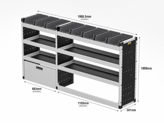 Picture of Van Guard Silver Trade Van Racking Package - Offside for Volkswagen T6 Transporter 2015-2025 | L1 | H1 | TVR-S-017-OS
