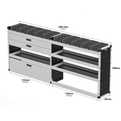 Picture of Van Guard Gold Trade Van Racking Package - Offside for Volkswagen T7 Transporter 2025-Onwards | L2 | H1 | TVR-G-016-OS
