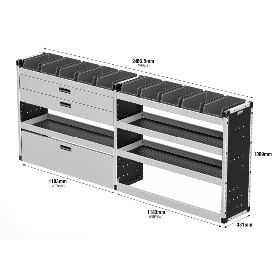 Picture of Van Guard Gold Trade Van Racking Package - Complete Kit for Volkswagen T7 Transporter 2024-Onwards | L2 | H1 | TVR-G-016