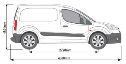 Picture of Rhino 2 KammBar Black Roof Bars and 4 free load stops for Citroen Berlingo 2008-2018 | L1 | H1 | GA2BA