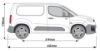 Picture of Rhino 2 KammBar Black Roof Bars and 4 free load stops for Fiat Doblo 2022-Onwards | L1 | H1 | GB2BA